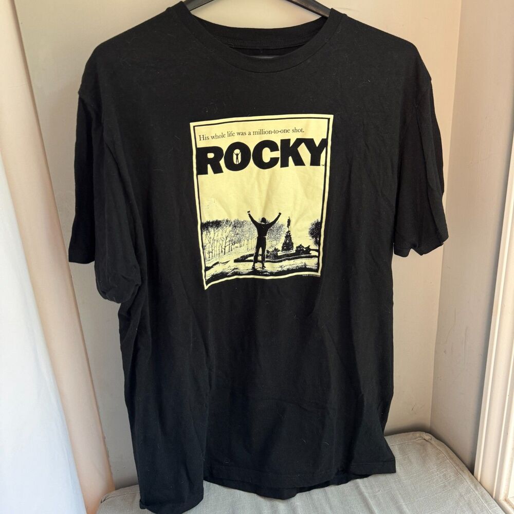 Rocky Movie T Shirt Men's L Black "Million-to-One Shot" Boxing Movie Graphic